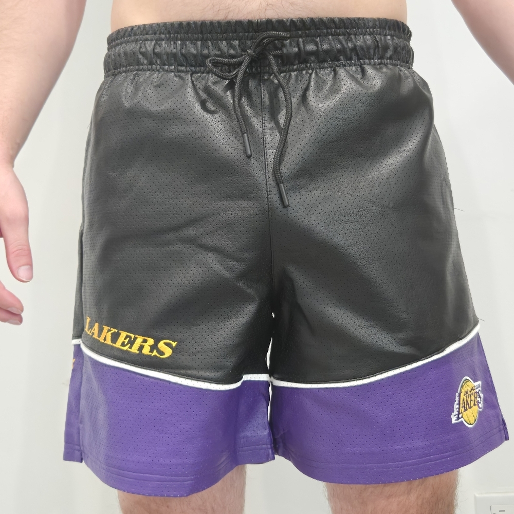 Lakers Faux Leather Fan Shorts